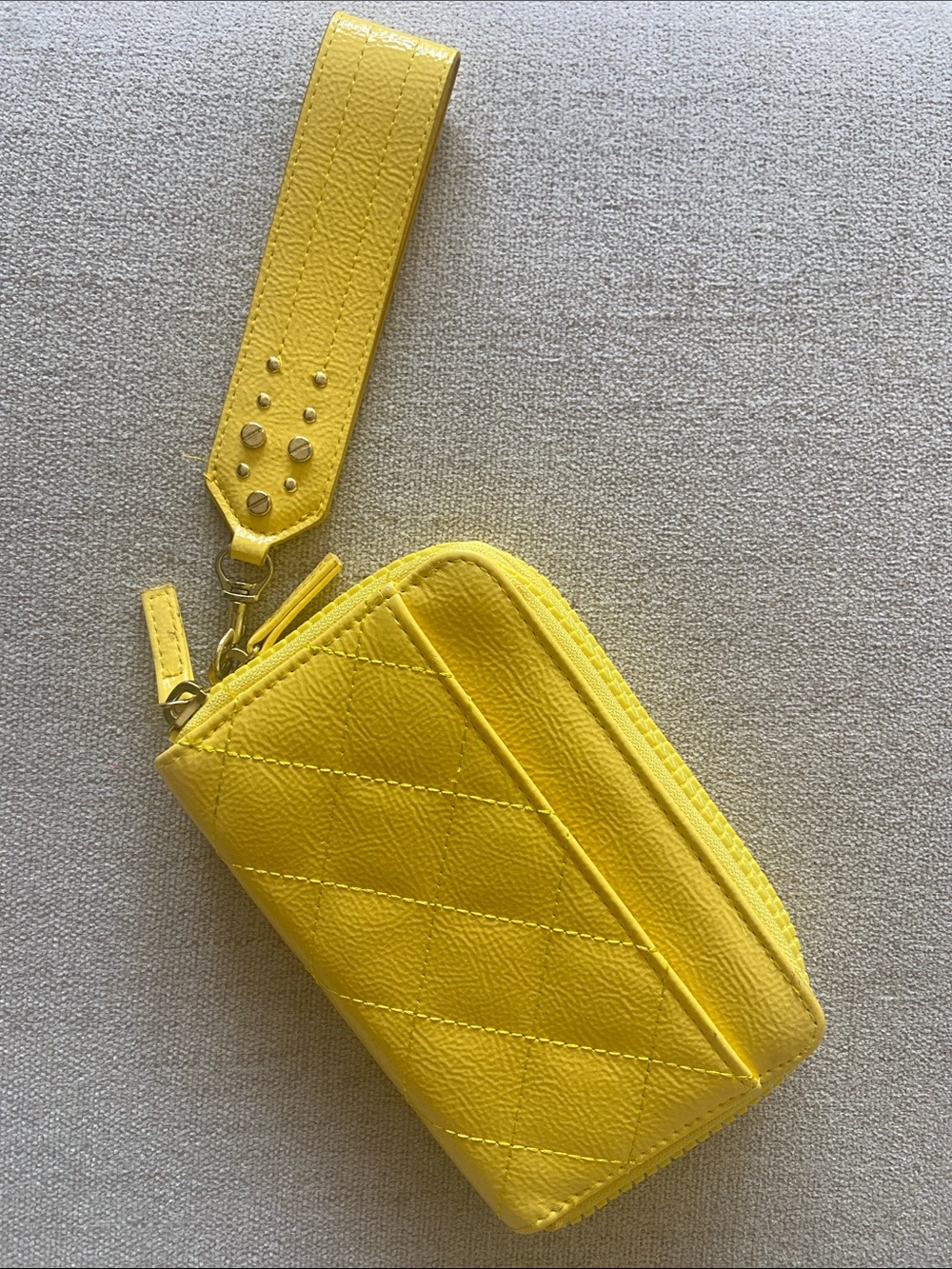 Bright Yellow Quilted Wristlet Wallet - Women's Accessory.
